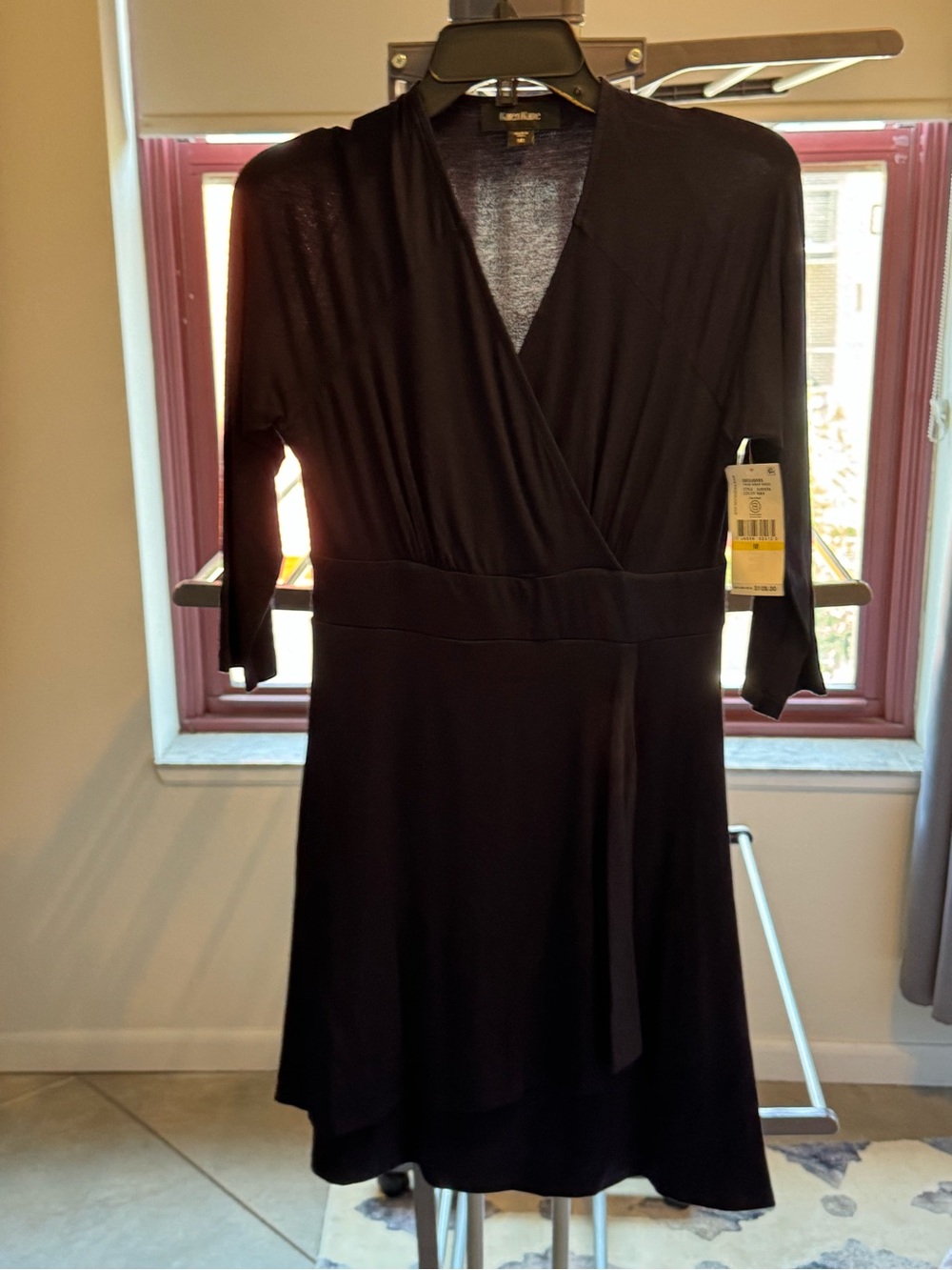 Karen Kane Black Wrap-Front Long Sleeve Dress
